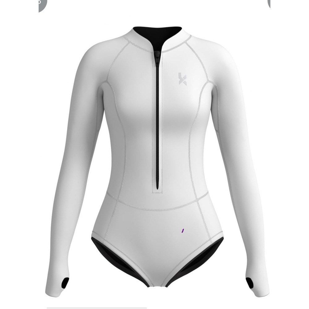 Knot Womens 2mm Neoprene Long Sleeve Springsuit Wetsuit White Size 6 Half Zip